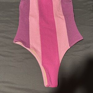Pink and Purple Striped Swimsuit